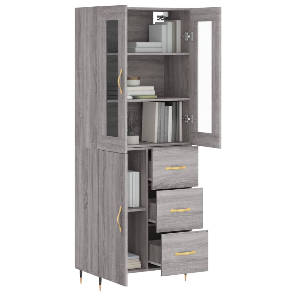 vidaXL Dulap înalt, gri sonoma, 69,5x34x180 cm, lemn compozit