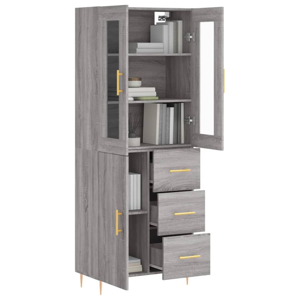 vidaXL Dulap înalt, gri sonoma, 69,5x34x180 cm, lemn compozit