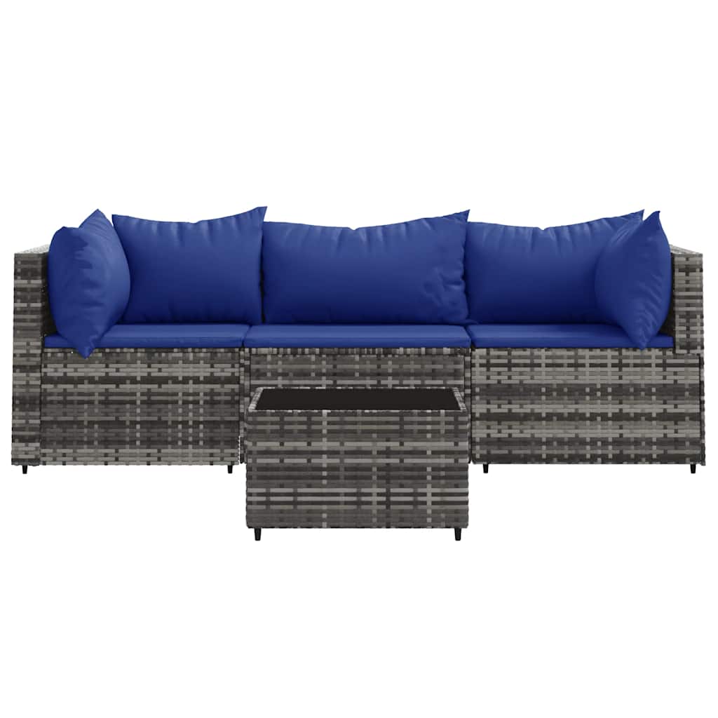 vidaXL Set mobilier de grădină cu perne, 4 piese, gri, poliratan vidaXL Set mobilier de grădină cu perne, 4 piese, gri, poliratan
