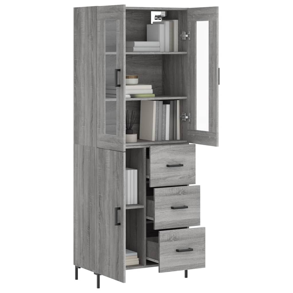 vidaXL Dulap înalt, gri sonoma, 69,5x34x180 cm, lemn compozit