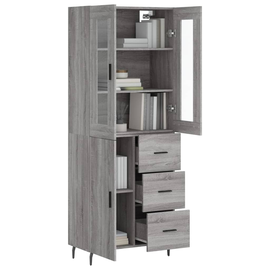vidaXL Dulap înalt, gri sonoma, 69,5x34x180 cm, lemn compozit
