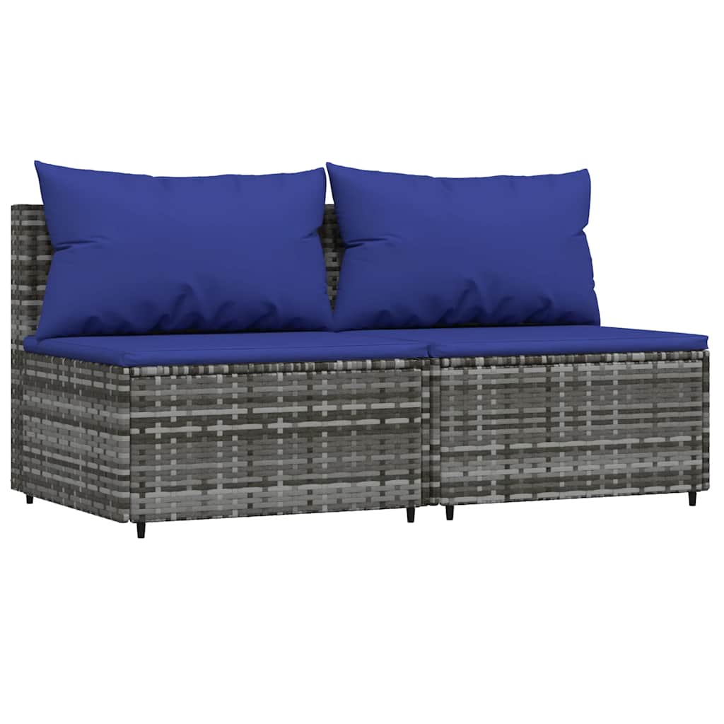 vidaXL Set mobilier de grădină cu perne, 3 piese, gri, poliratan vidaXL Set mobilier de grădină cu perne, 3 piese, gri, poliratan