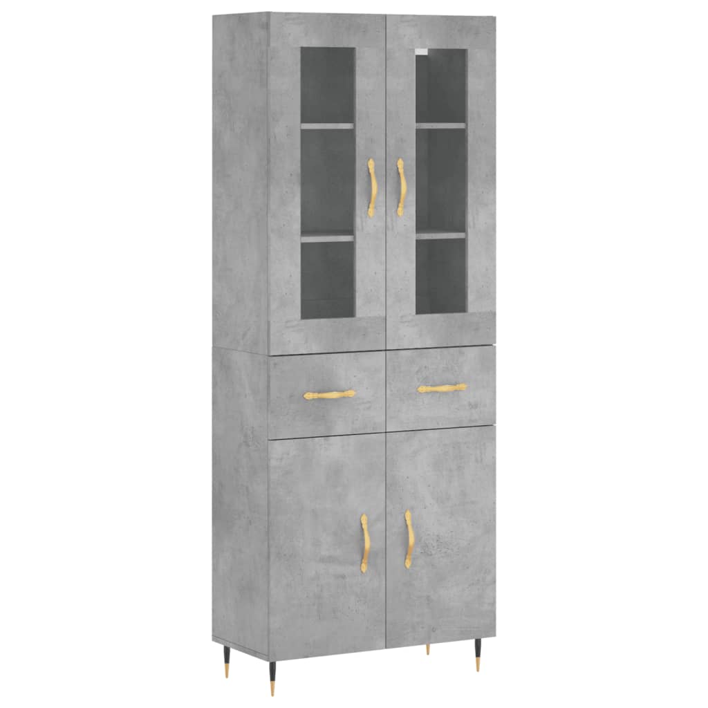 vidaXL Dulap înalt, gri beton, 69,5x34x180, lemn compozit