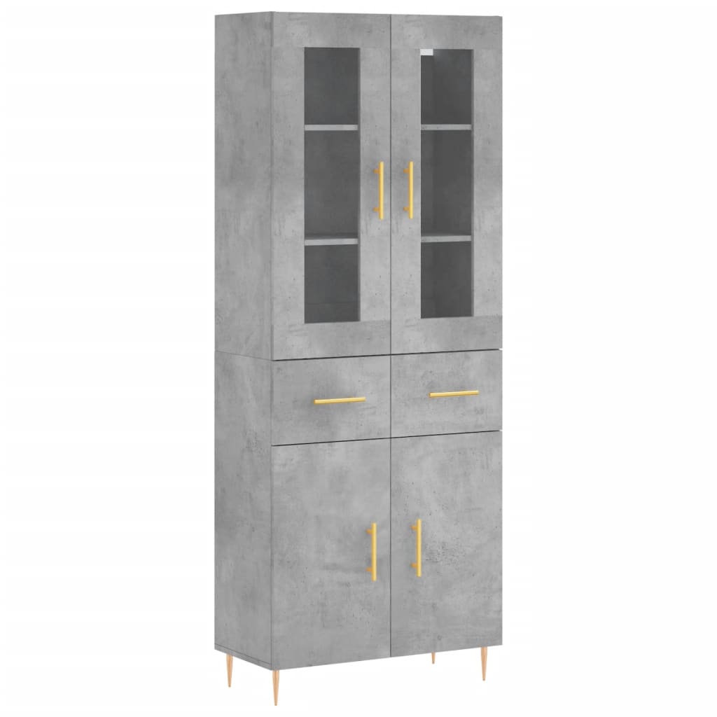 vidaXL Dulap înalt, gri beton, 69,5x34x180, lemn compozit