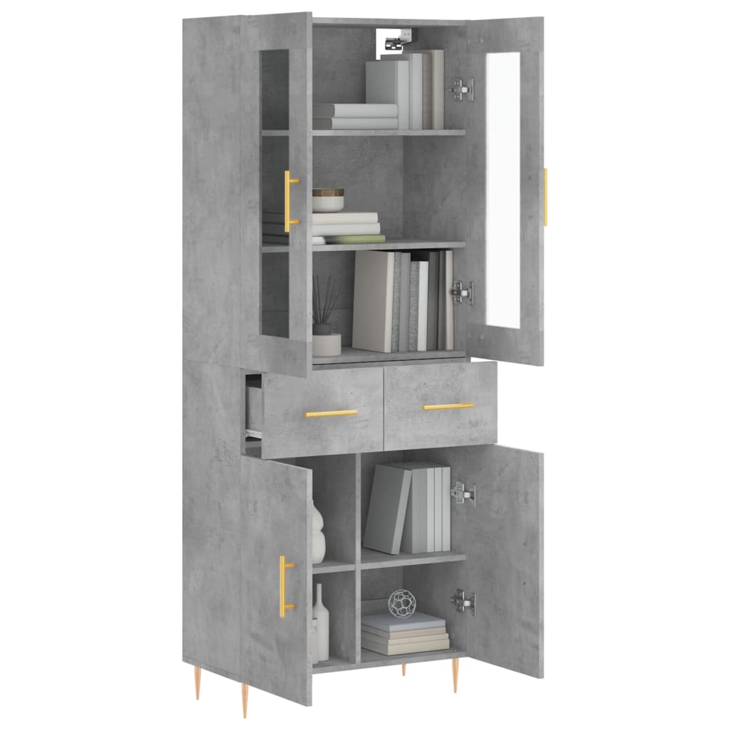 vidaXL Dulap înalt, gri beton, 69,5x34x180, lemn compozit