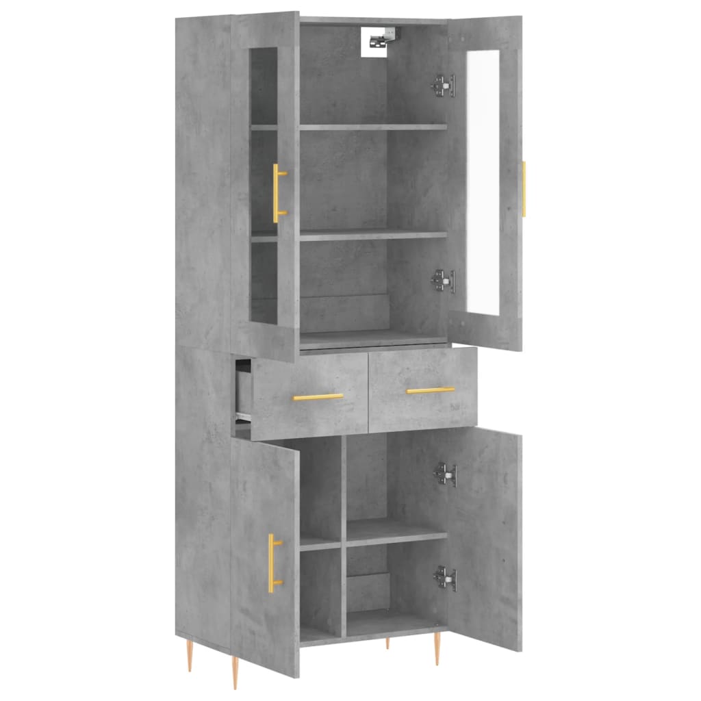 vidaXL Dulap înalt, gri beton, 69,5x34x180, lemn compozit