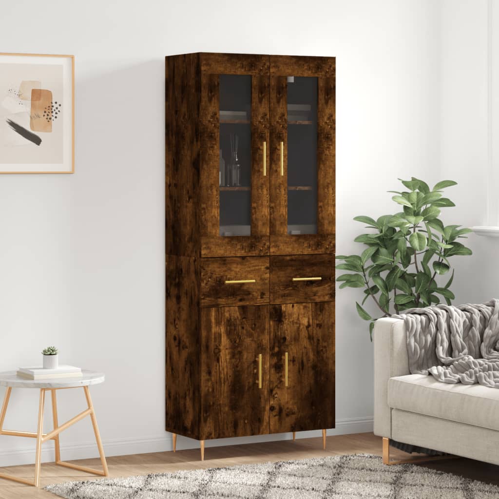 vidaXL Dulap înalt, stejar fumuriu, 69,5x34x180, lemn compozit vidaXL Dulap înalt, stejar fumuriu, 69,5x34x180, lemn compozit