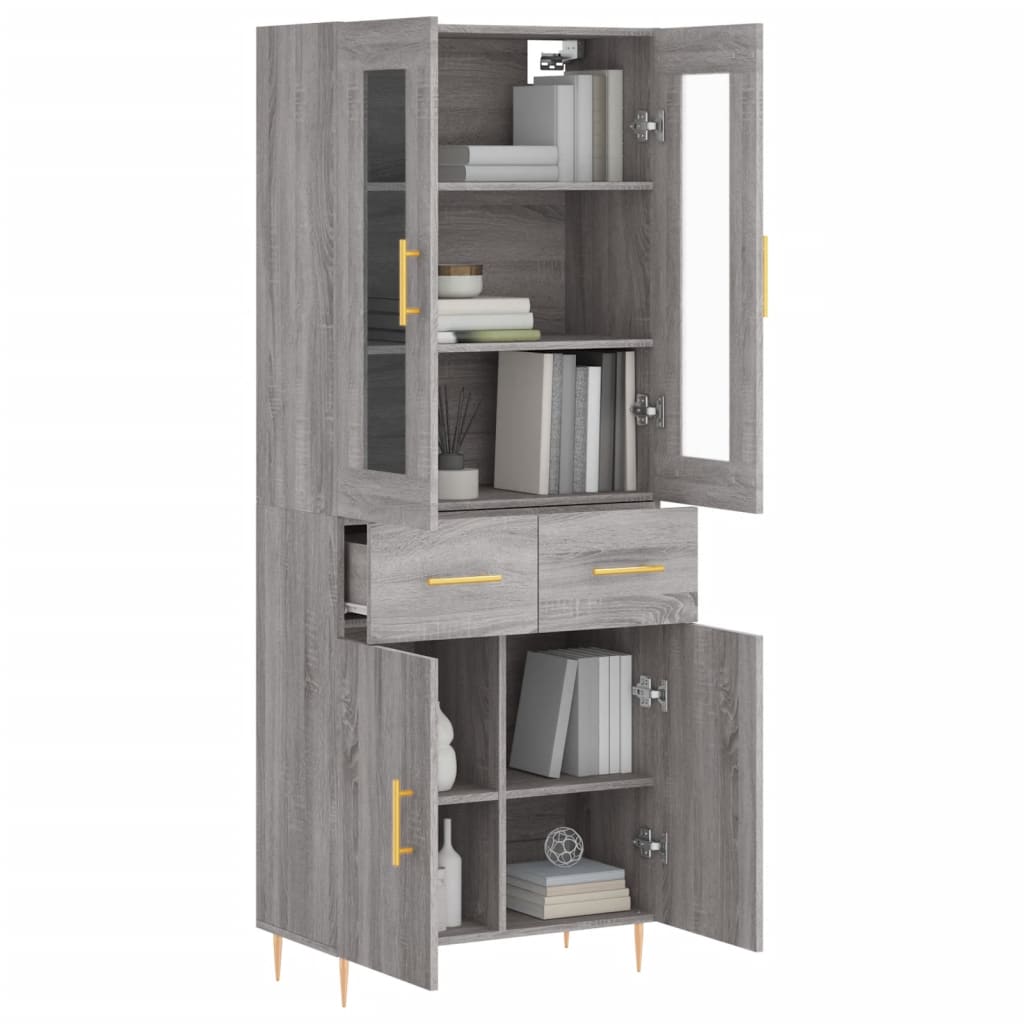 vidaXL Dulap înalt, gri sonoma, 69,5x34x180 cm, lemn compozit
