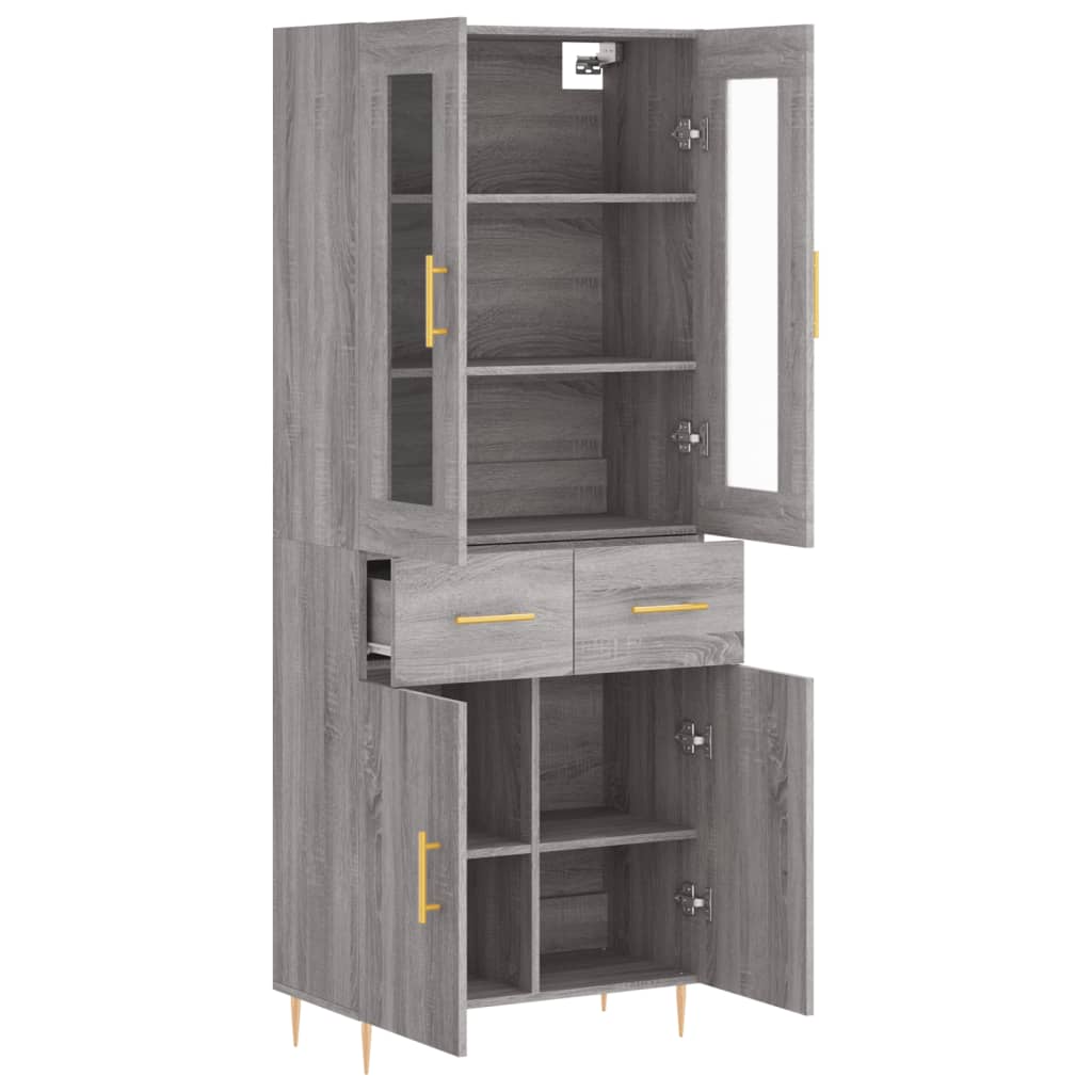 vidaXL Dulap înalt, gri sonoma, 69,5x34x180 cm, lemn compozit