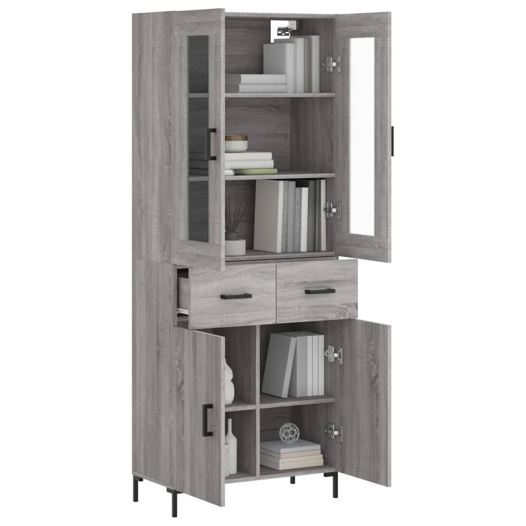 vidaXL Dulap înalt, gri sonoma, 69,5x34x180 cm, lemn compozit