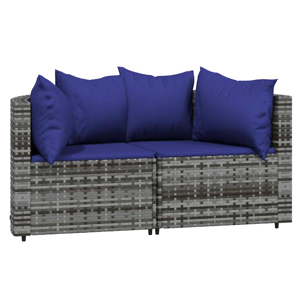 vidaXL Set mobilier de grădină cu perne, 3 piese, gri, poliratan vidaXL Set mobilier de grădină cu perne, 3 piese, gri, poliratan