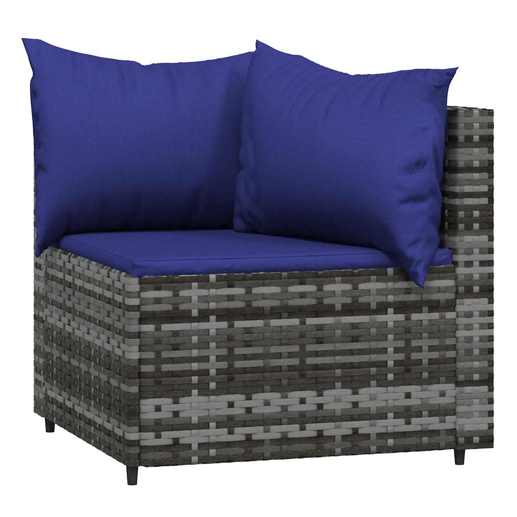 vidaXL Set mobilier de grădină cu perne, 3 piese, gri, poliratan vidaXL Set mobilier de grădină cu perne, 3 piese, gri, poliratan