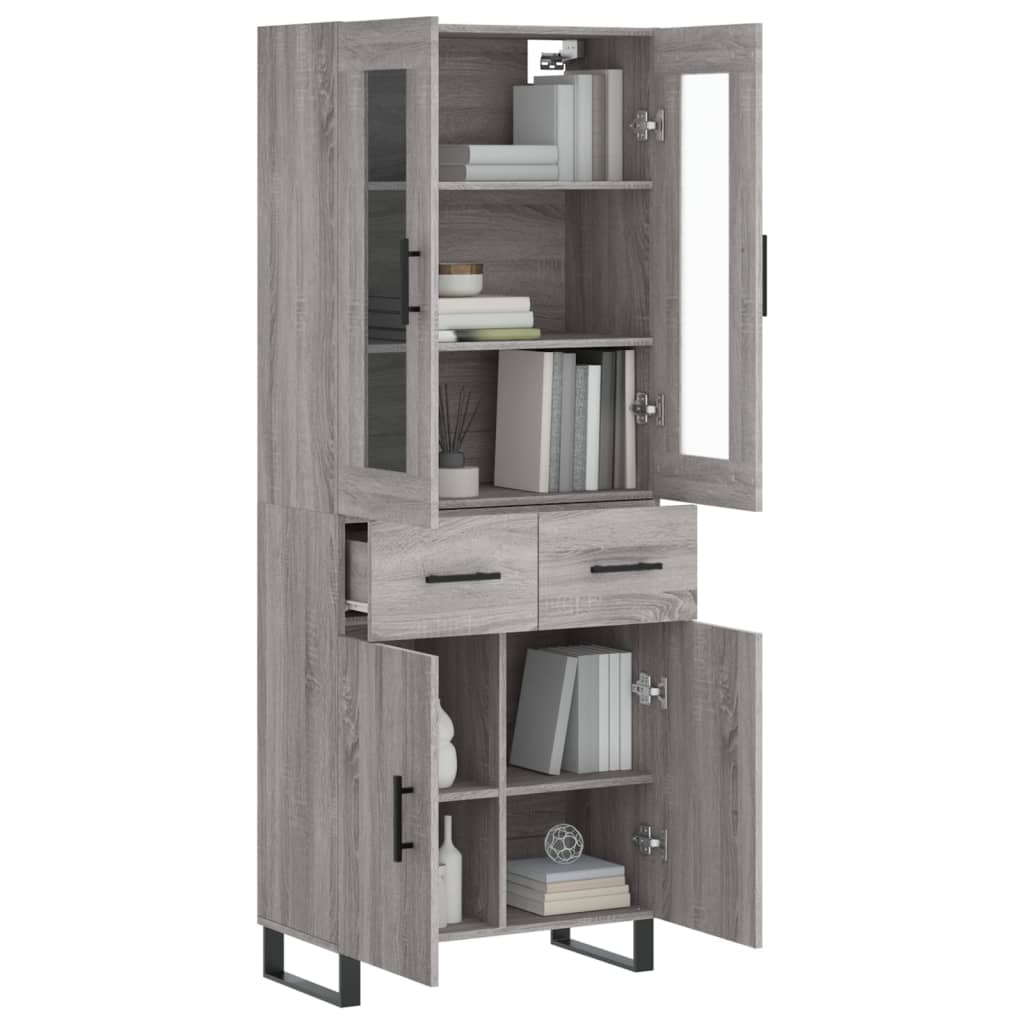 vidaXL Dulap înalt, gri sonoma, 69,5x34x180 cm, lemn compozit