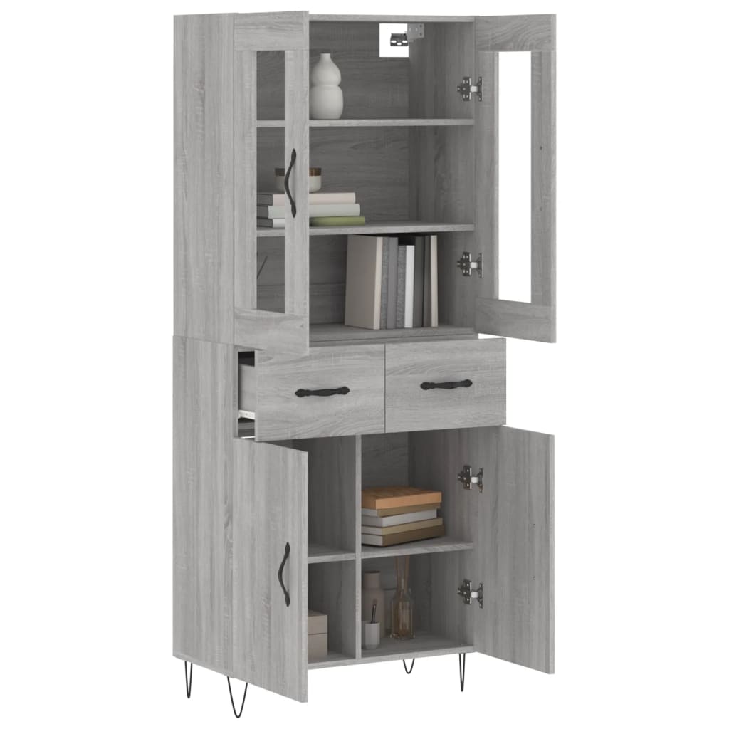 vidaXL Dulap înalt, gri sonoma, 69,5x34x180 cm, lemn compozit