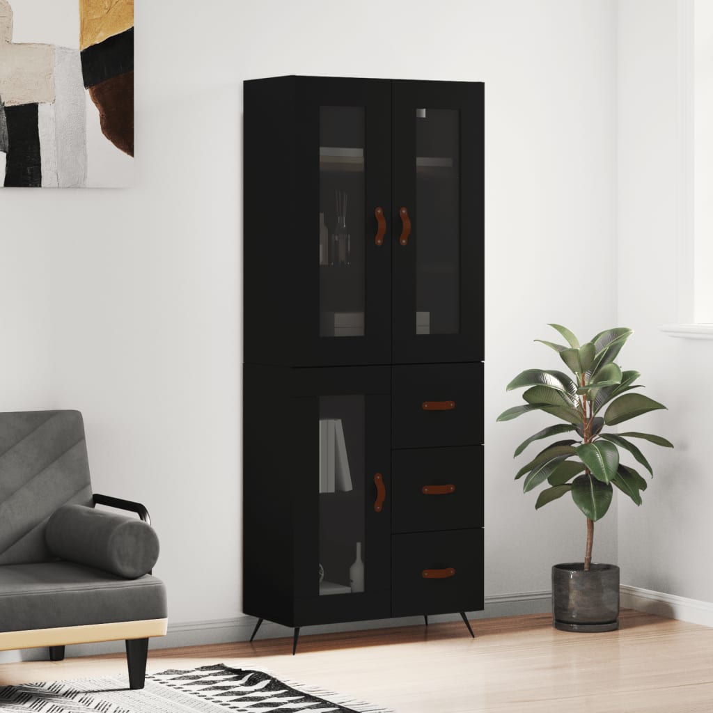 vidaXL Dulap înalt, negru, 69,5x34x180 cm, lemn compozit vidaXL Dulap înalt, negru, 69,5x34x180 cm, lemn compozit