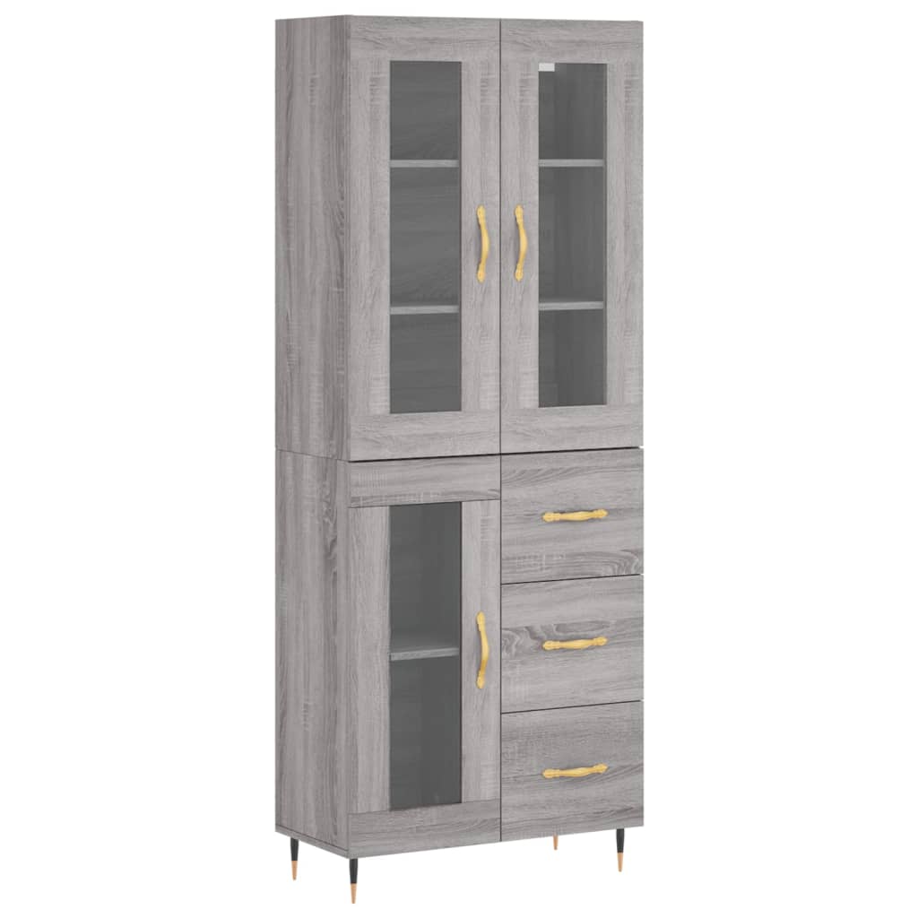 vidaXL Dulap înalt, gri sonoma, 69,5x34x180 cm, lemn compozit