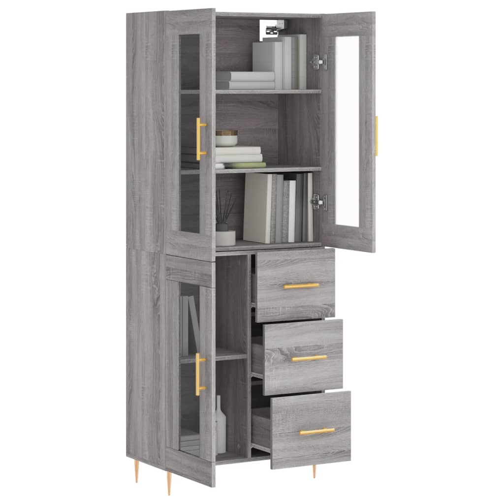 vidaXL Dulap înalt, gri sonoma, 69,5x34x180 cm, lemn compozit