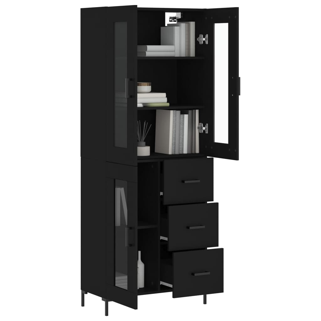 vidaXL Dulap înalt, negru, 69,5x34x180 cm, lemn compozit