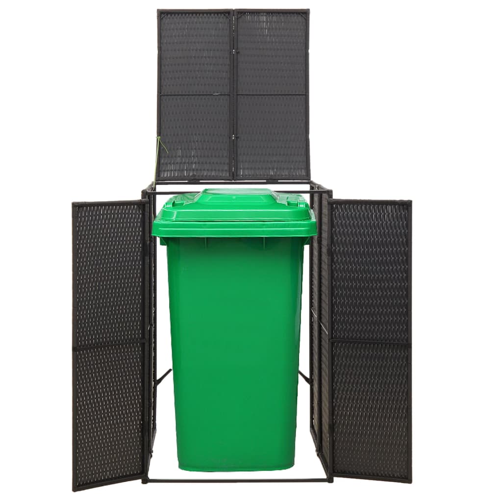 vidaXL Magazie de pubelă cu roți, negru, 70x80x117 cm, poliratan vidaXL Magazie de pubelă cu roți, negru, 70x80x117 cm, poliratan