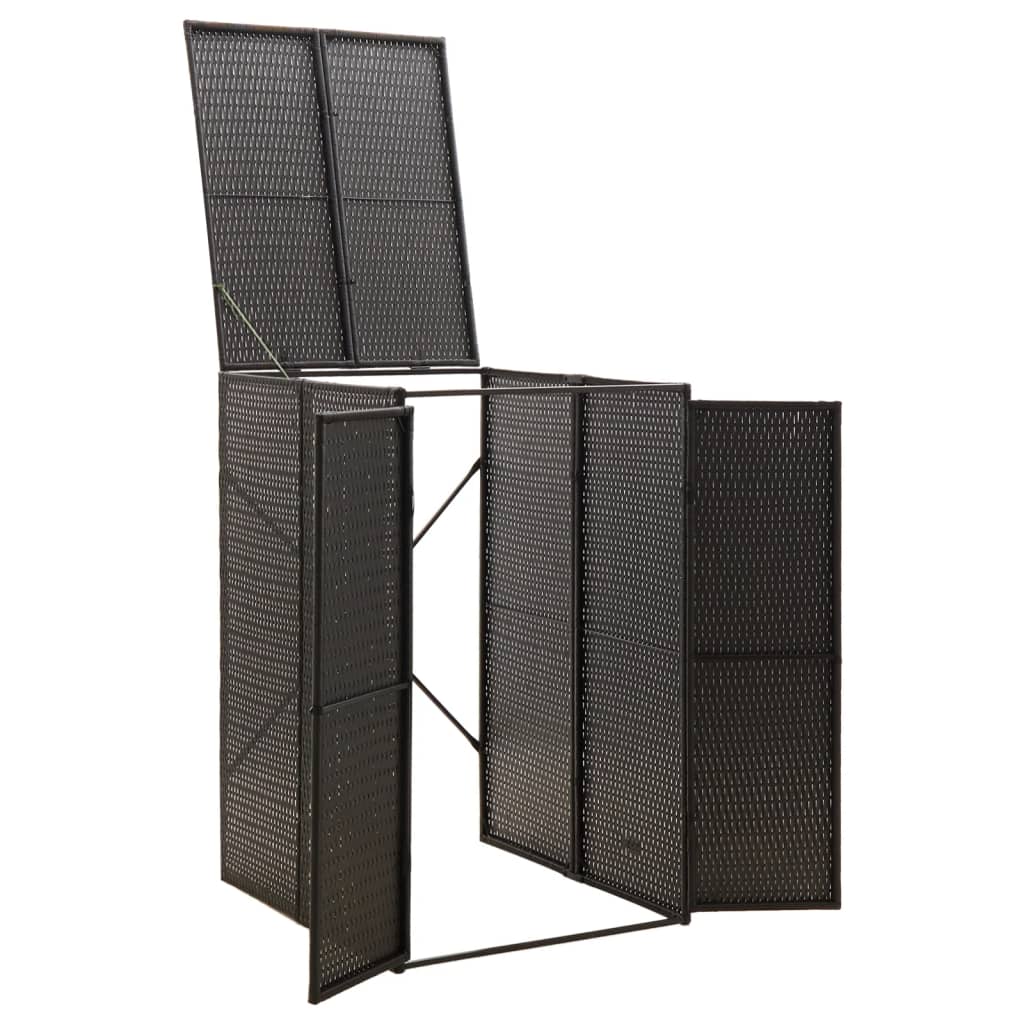 vidaXL Magazie de pubelă cu roți, negru, 70x80x117 cm, poliratan vidaXL Magazie de pubelă cu roți, negru, 70x80x117 cm, poliratan