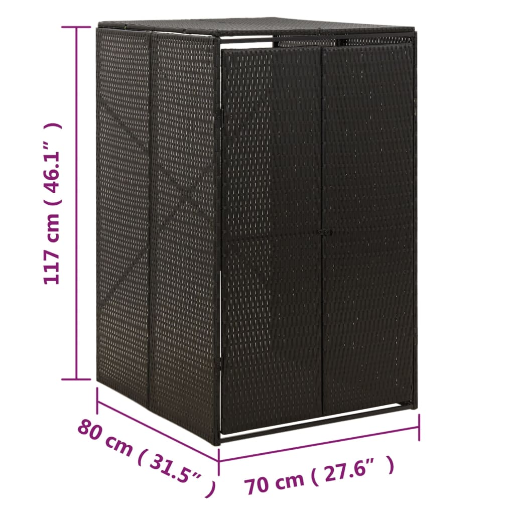 vidaXL Magazie de pubelă cu roți, negru, 70x80x117 cm, poliratan vidaXL Magazie de pubelă cu roți, negru, 70x80x117 cm, poliratan