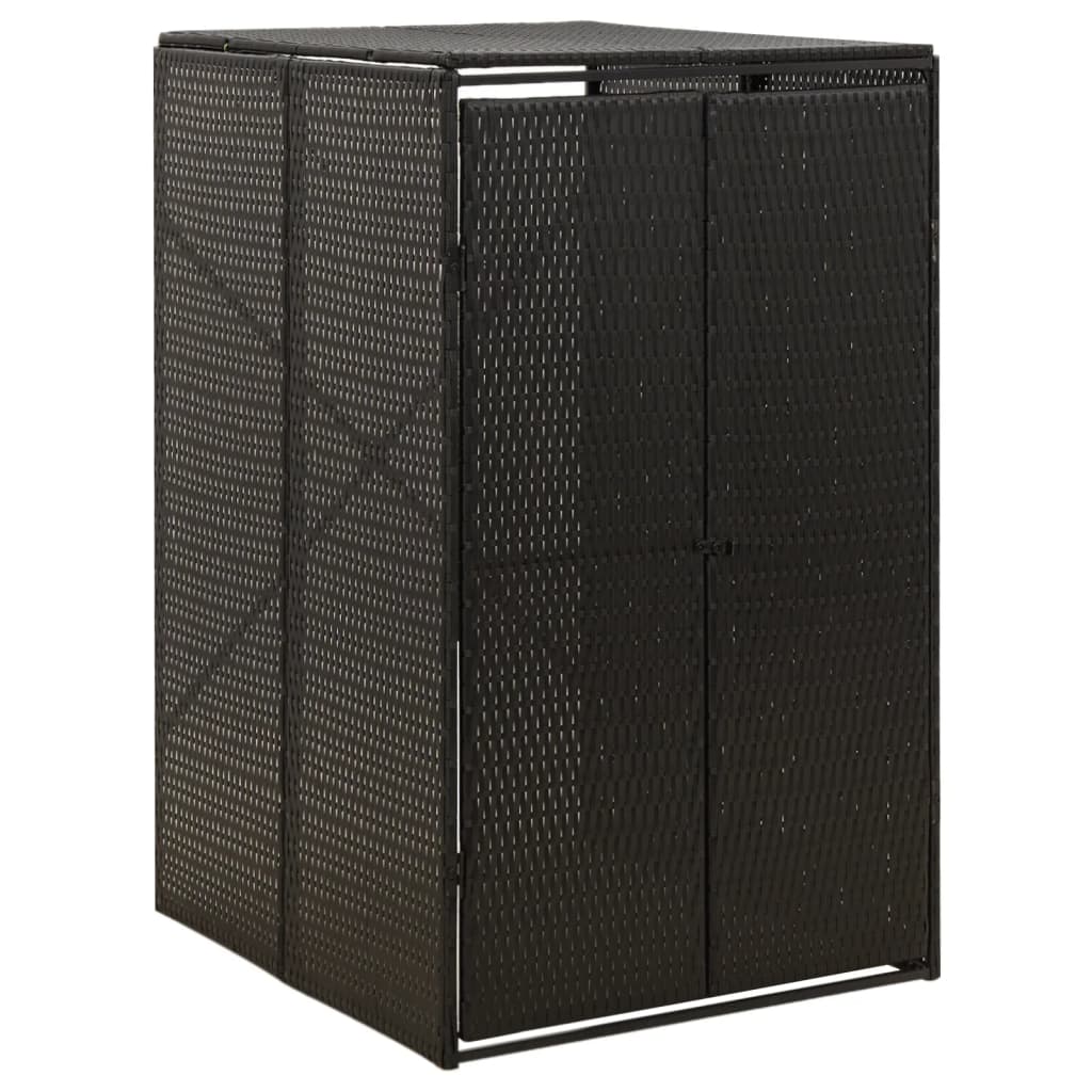 vidaXL Magazie de pubelă cu roți, negru, 70x80x117 cm, poliratan vidaXL Magazie de pubelă cu roți, negru, 70x80x117 cm, poliratan