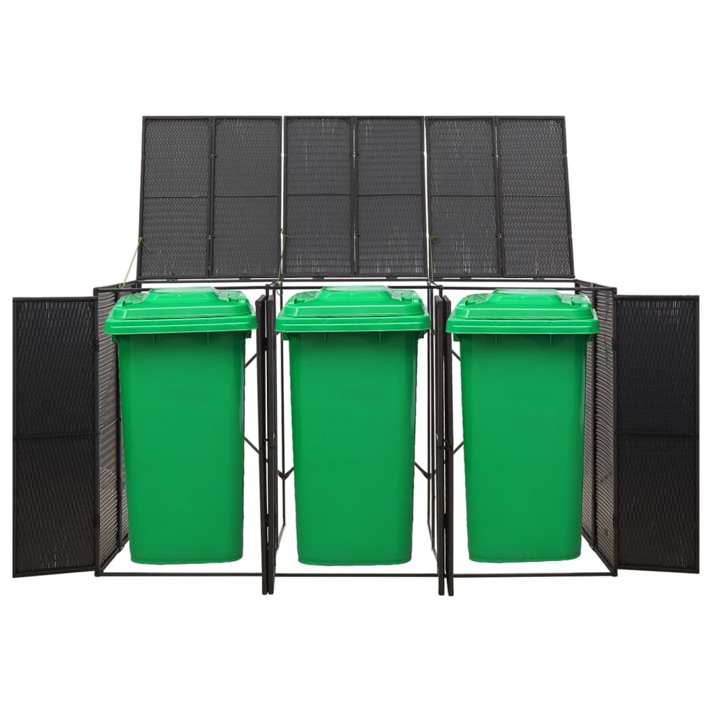 vidaXL Magazie de pubele triplă, negru, 207x80x117 cm, poliratan vidaXL Magazie de pubele triplă, negru, 207x80x117 cm, poliratan