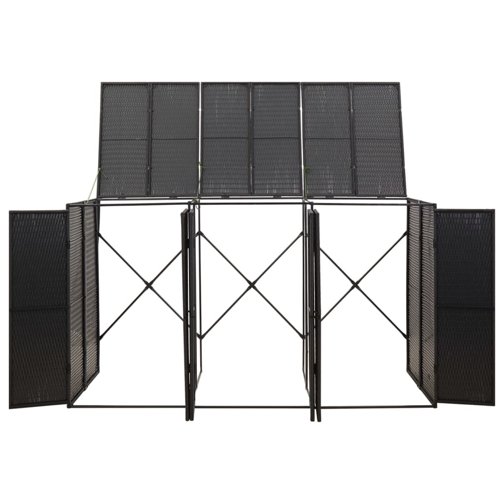 vidaXL Magazie de pubele triplă, negru, 207x80x117 cm, poliratan vidaXL Magazie de pubele triplă, negru, 207x80x117 cm, poliratan