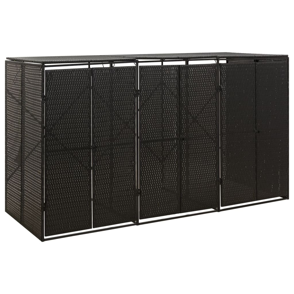 vidaXL Magazie de pubele triplă, negru, 207x80x117 cm, poliratan vidaXL Magazie de pubele triplă, negru, 207x80x117 cm, poliratan