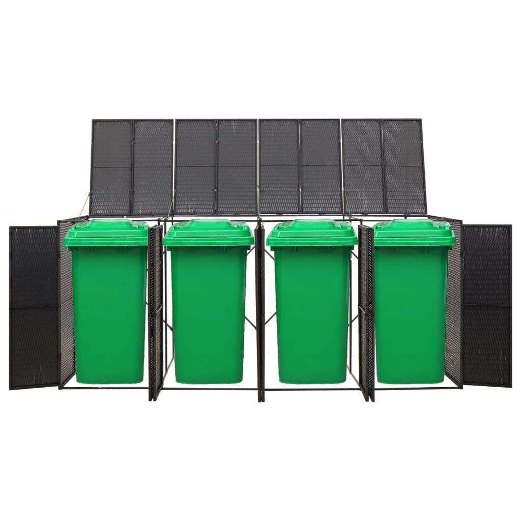 vidaXL Magazie de pubele cvadruplă, negru, 274x80x117 cm, poliratan vidaXL Magazie de pubele cvadruplă, negru, 274x80x117 cm, poliratan