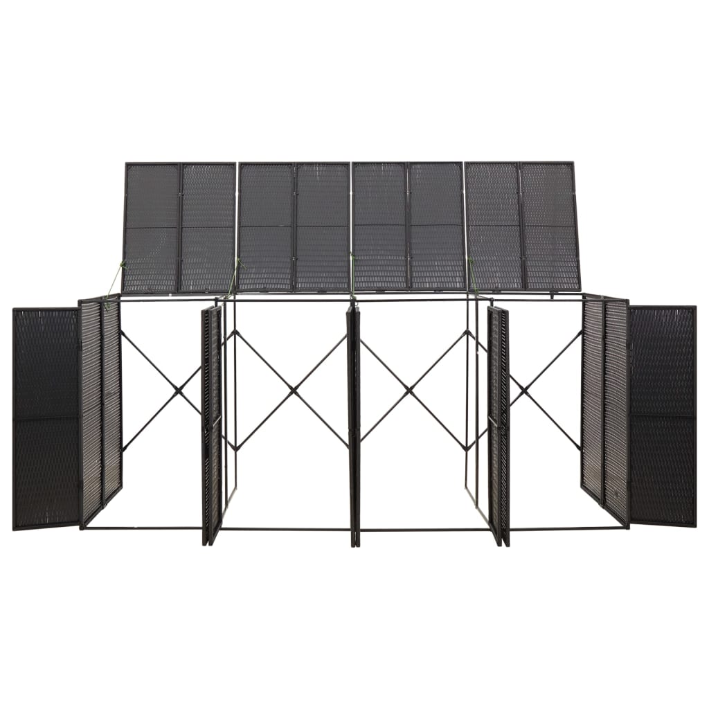 vidaXL Magazie de pubele cvadruplă, negru, 274x80x117 cm, poliratan vidaXL Magazie de pubele cvadruplă, negru, 274x80x117 cm, poliratan
