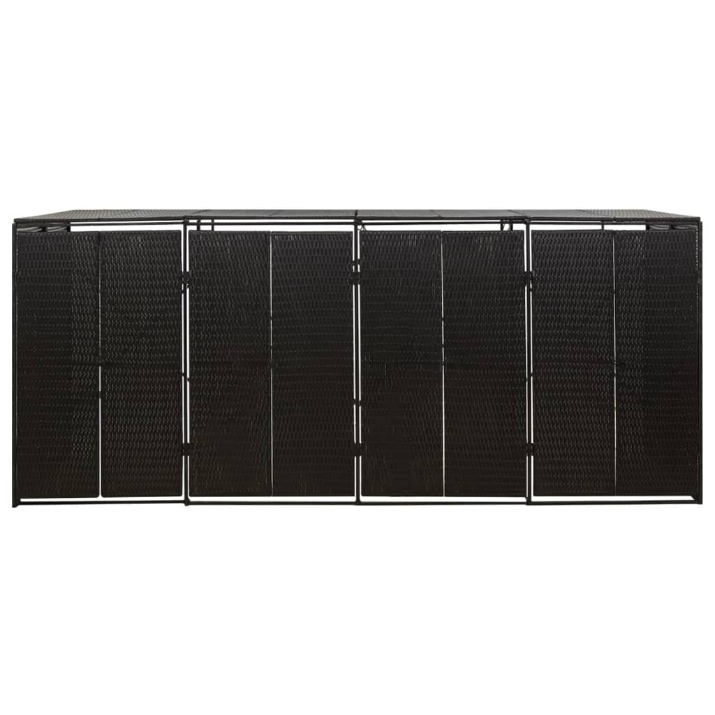 vidaXL Magazie de pubele cvadruplă, negru, 274x80x117 cm, poliratan vidaXL Magazie de pubele cvadruplă, negru, 274x80x117 cm, poliratan