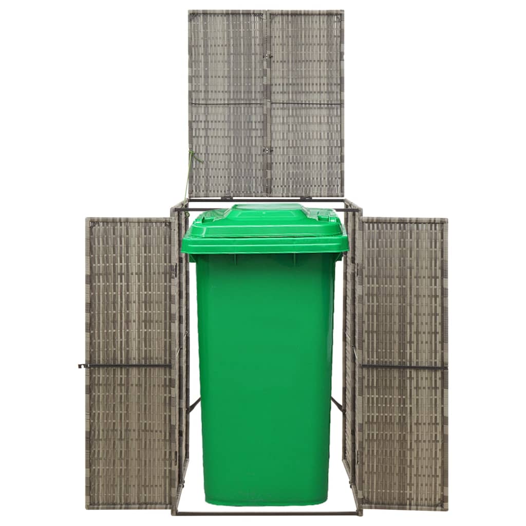 vidaXL Magazie de pubelă cu roți, gri, 70x80x117 cm, poliratan vidaXL Magazie de pubelă cu roți, gri, 70x80x117 cm, poliratan