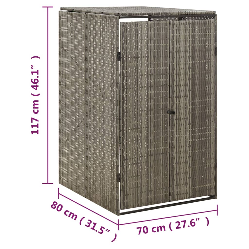 vidaXL Magazie de pubelă cu roți, gri, 70x80x117 cm, poliratan vidaXL Magazie de pubelă cu roți, gri, 70x80x117 cm, poliratan