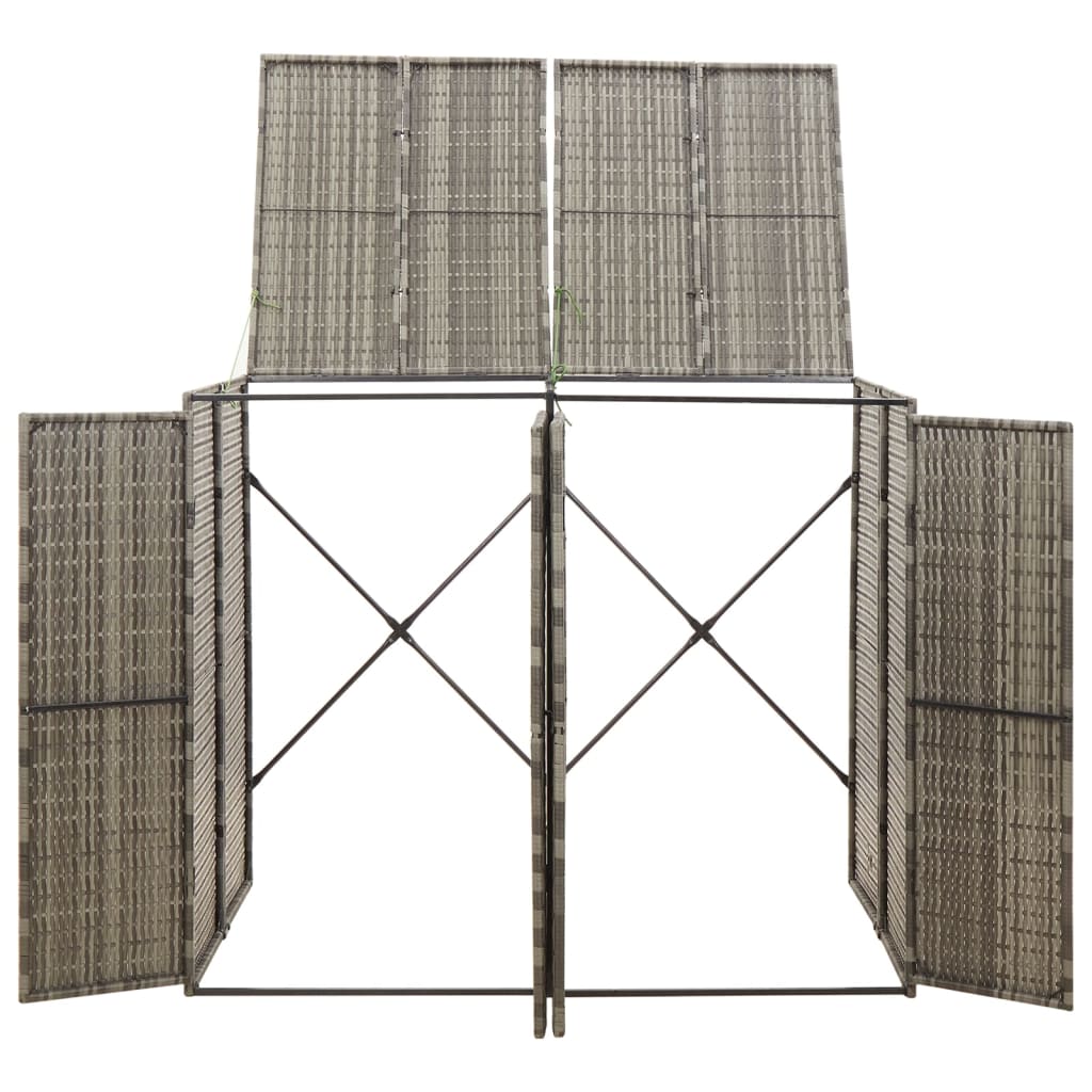 vidaXL Magazie de pubele dublă, gri, 140x80x117 cm, poliratan