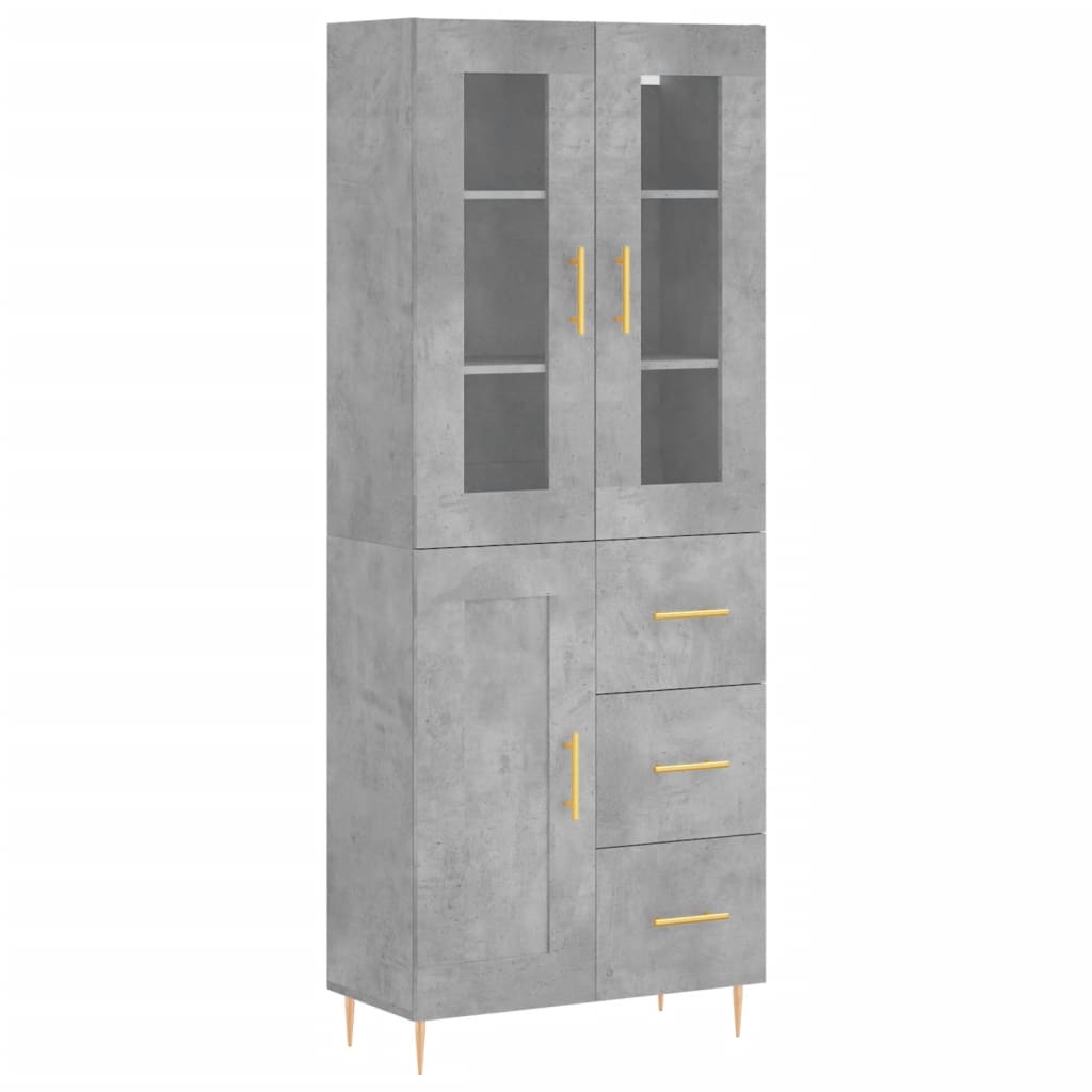 vidaXL Dulap înalt, gri beton, 69,5x34x180, lemn compozit