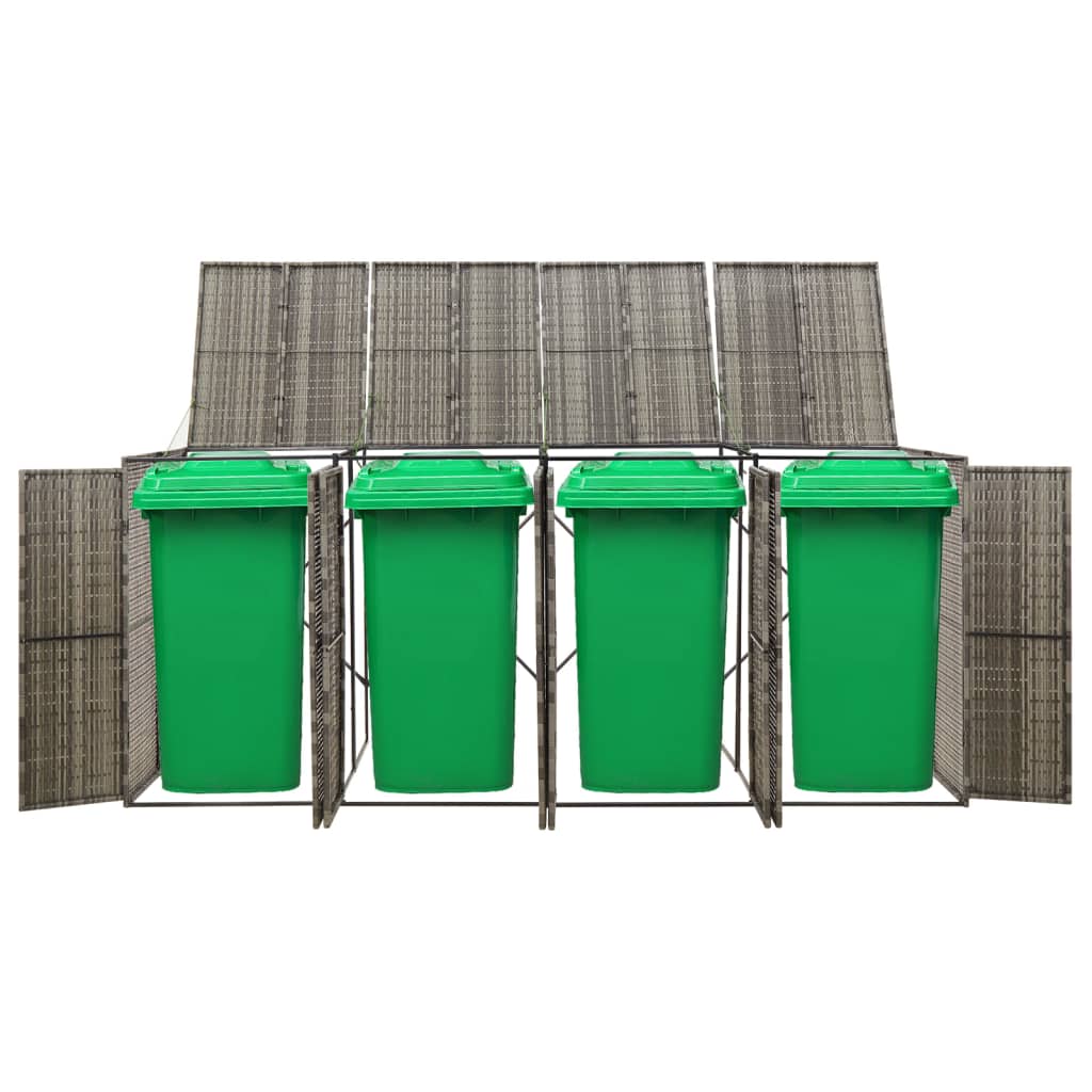 vidaXL Magazie de pubele cvadruplă, gri, 274x80x117 cm, poliratan vidaXL Magazie de pubele cvadruplă, gri, 274x80x117 cm, poliratan
