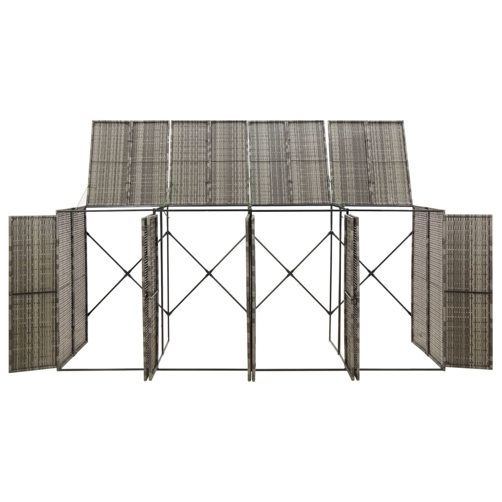 vidaXL Magazie de pubele cvadruplă, gri, 274x80x117 cm, poliratan vidaXL Magazie de pubele cvadruplă, gri, 274x80x117 cm, poliratan