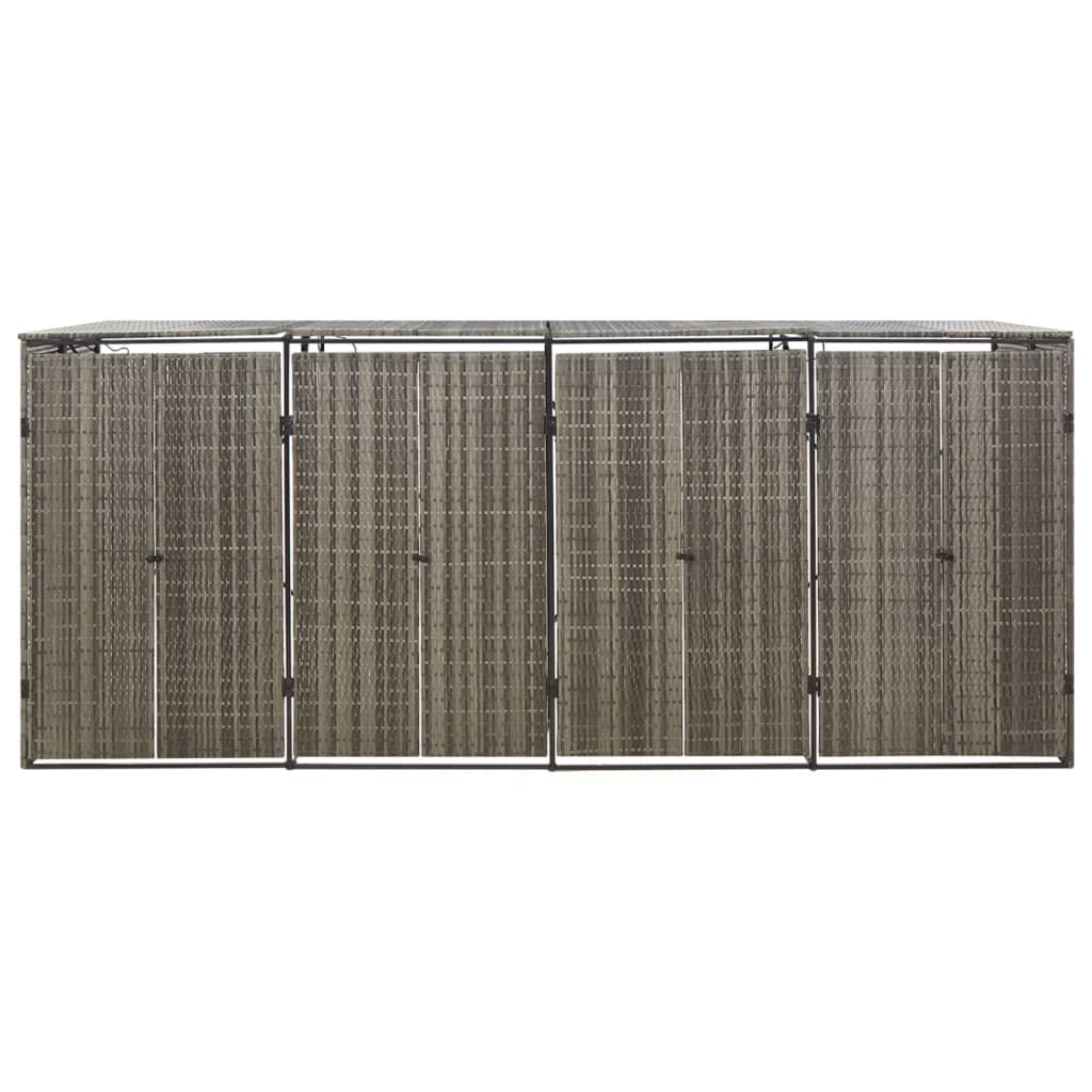 vidaXL Magazie de pubele cvadruplă, gri, 274x80x117 cm, poliratan vidaXL Magazie de pubele cvadruplă, gri, 274x80x117 cm, poliratan