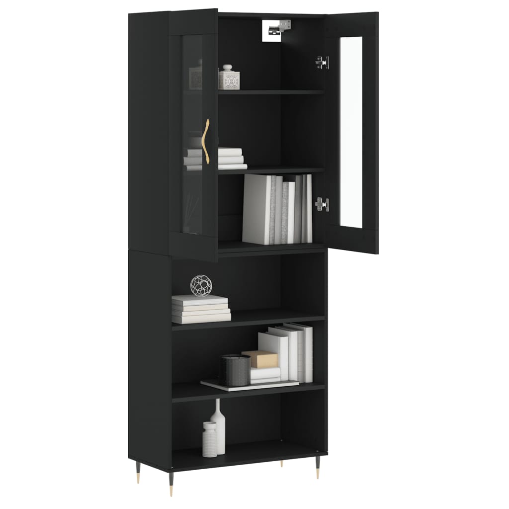 vidaXL Dulap înalt, negru, 69,5x34x180 cm, lemn compozit