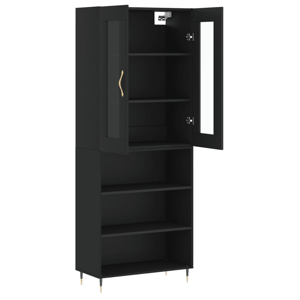 vidaXL Dulap înalt, negru, 69,5x34x180 cm, lemn compozit