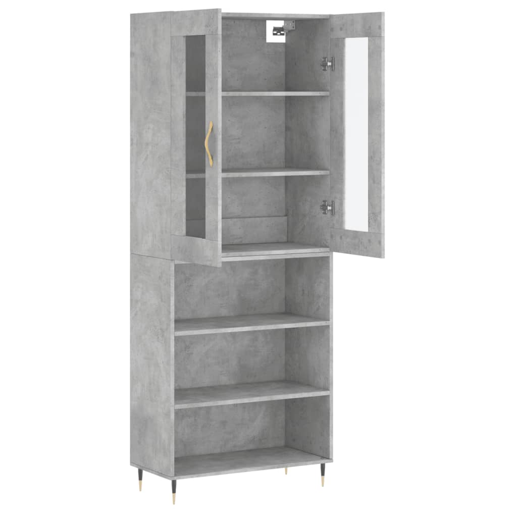vidaXL Dulap înalt, gri beton, 69,5x34x180, lemn compozit