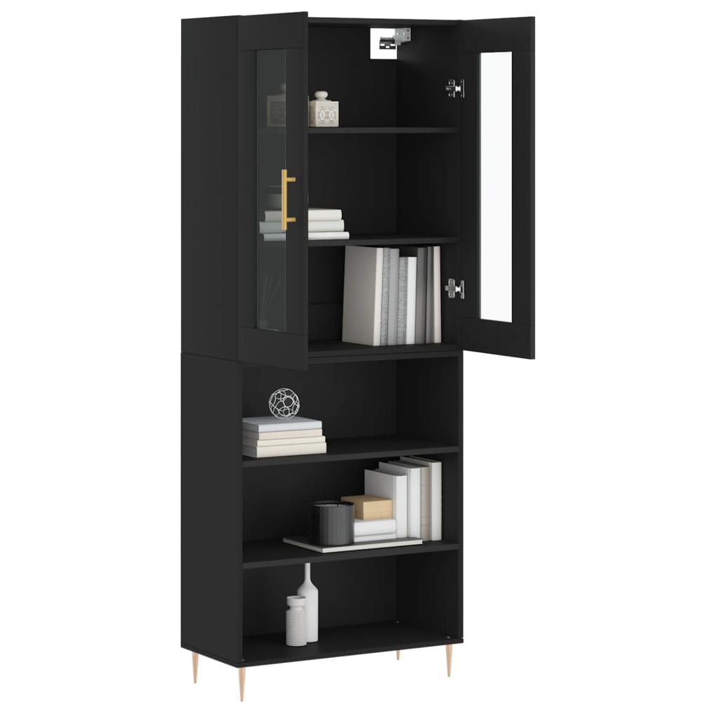 vidaXL Dulap înalt, negru, 69,5x34x180 cm, lemn compozit