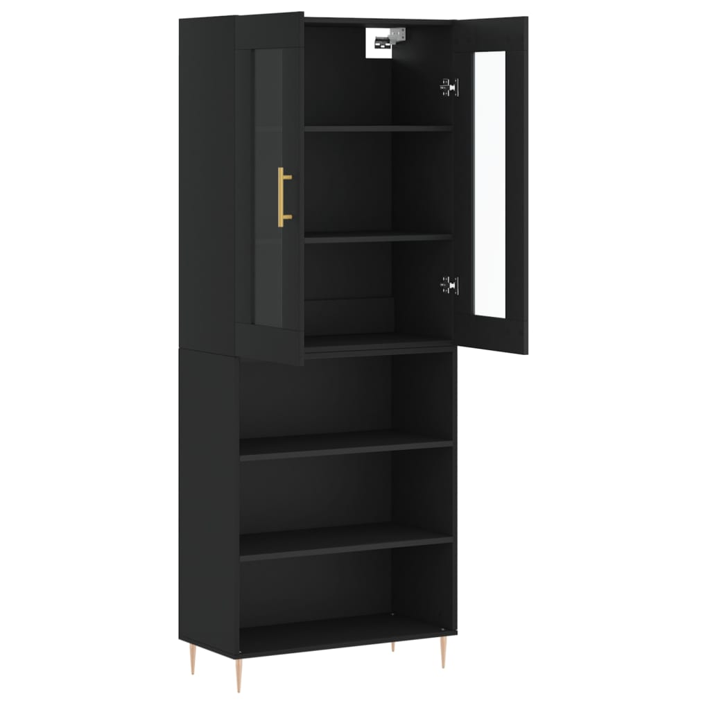 vidaXL Dulap înalt, negru, 69,5x34x180 cm, lemn compozit