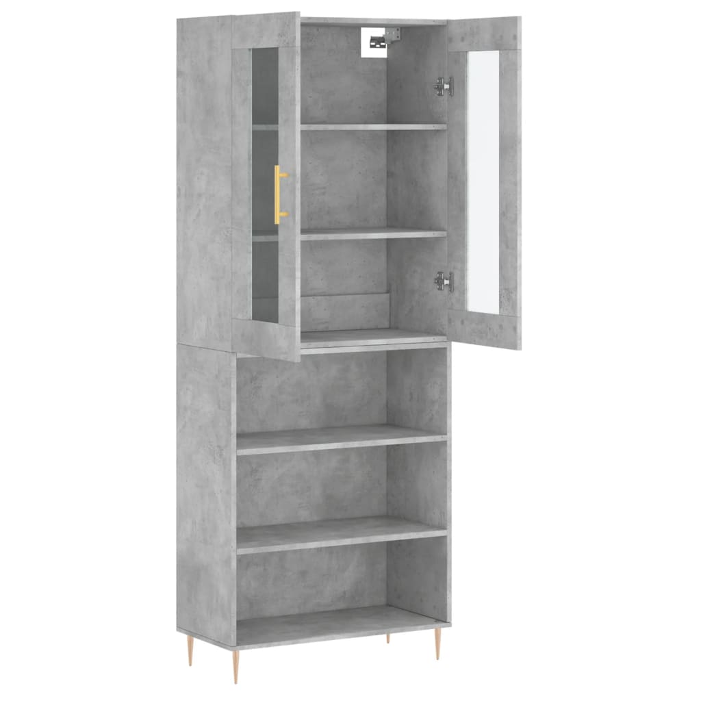 vidaXL Dulap înalt, gri beton, 69,5x34x180, lemn compozit