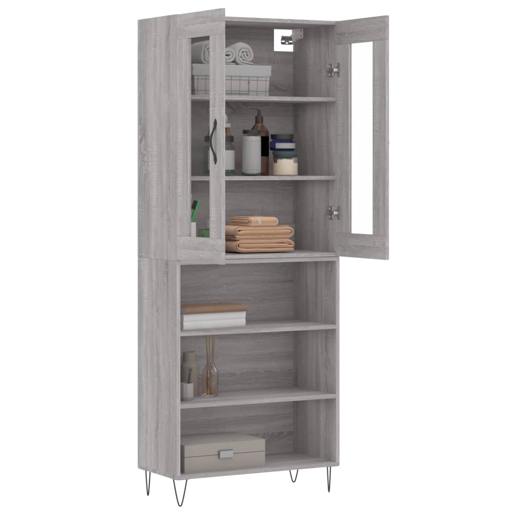 vidaXL Dulap înalt, gri sonoma, 69,5x34x180 cm, lemn compozit