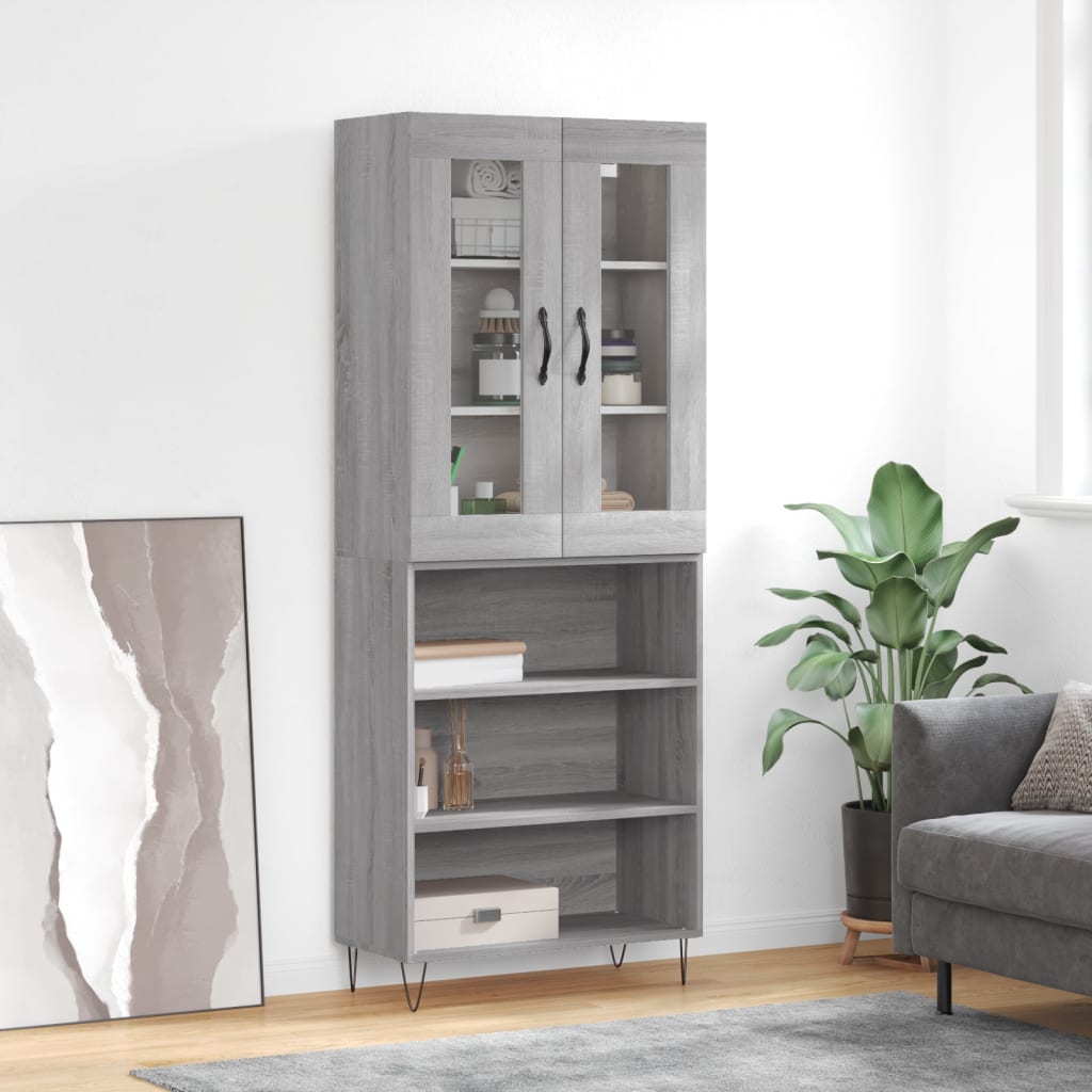 vidaXL Dulap înalt, gri sonoma, 69,5x34x180 cm, lemn compozit