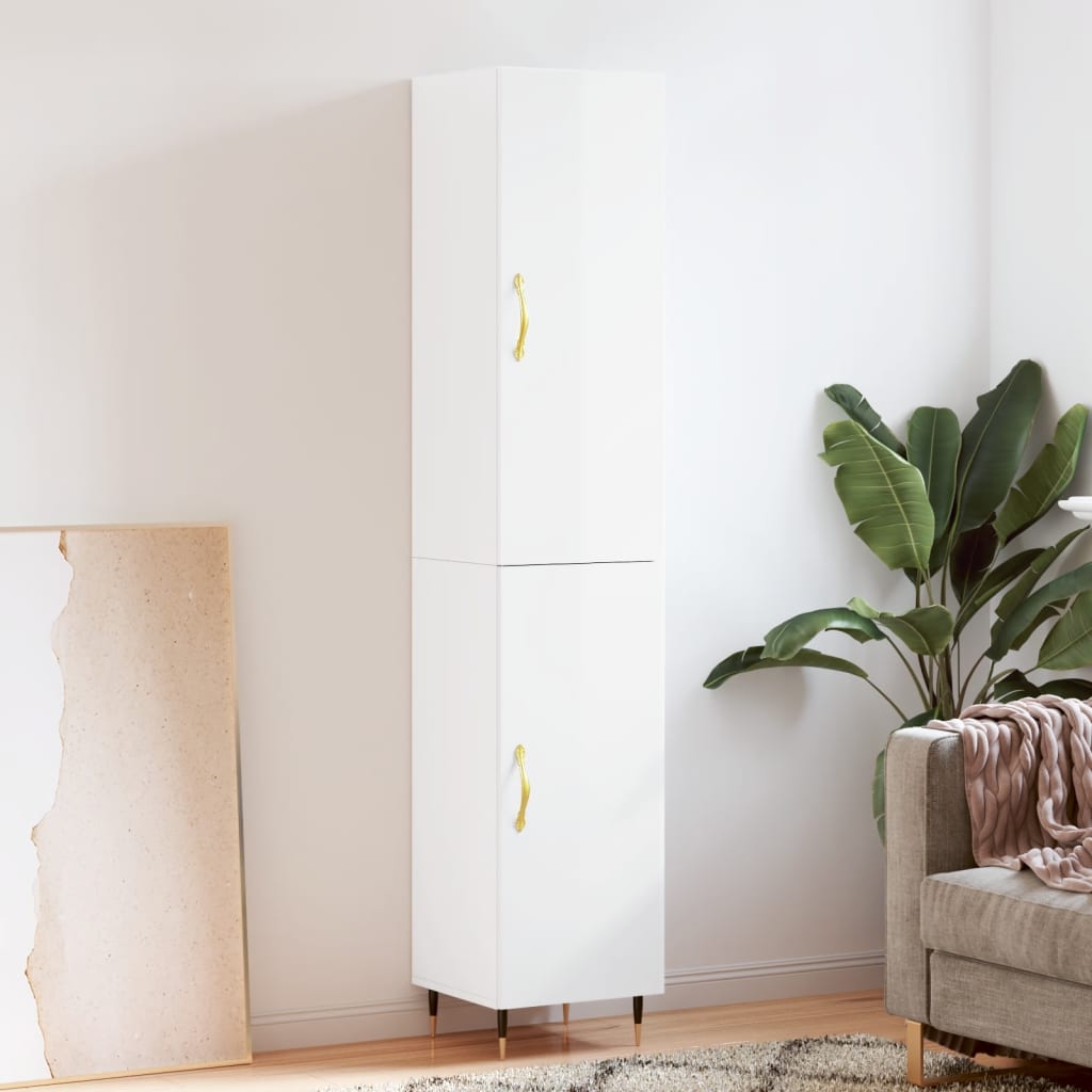 vidaXL Dulap înalt, alb extralucios, 34,5x34x180 cm, lemn prelucrat vidaXL Dulap înalt, alb extralucios, 34,5x34x180 cm, lemn prelucrat