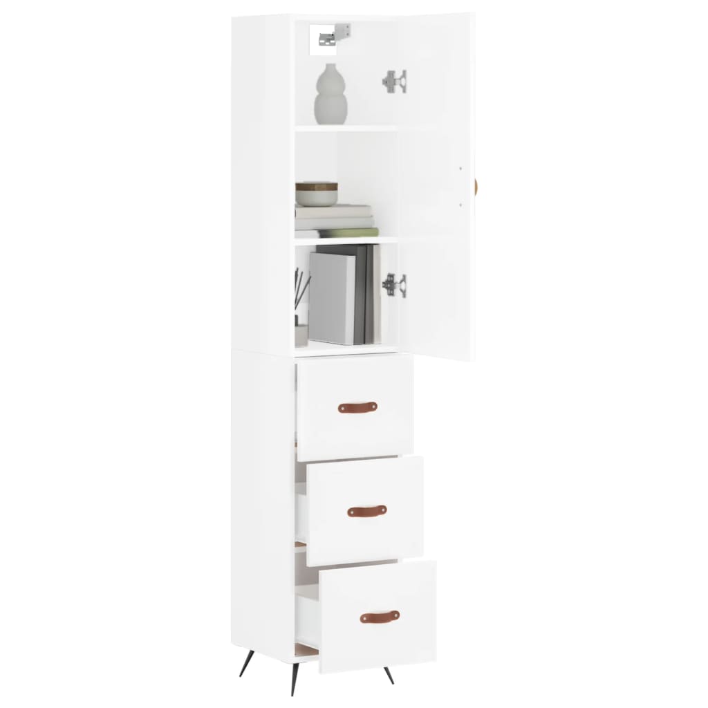 vidaXL Dulap înalt, alb extralucios, 34,5x34x180 cm, lemn prelucrat vidaXL Dulap înalt, alb extralucios, 34,5x34x180 cm, lemn prelucrat