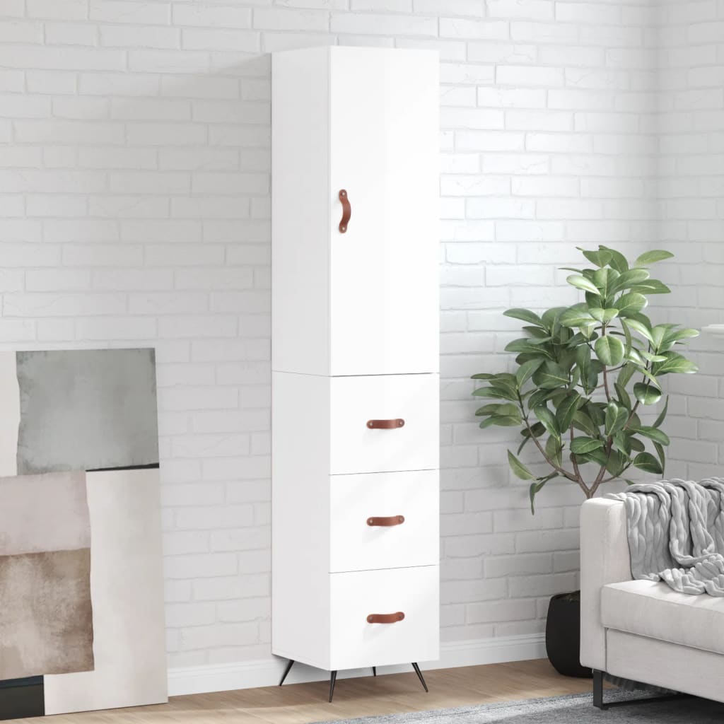 vidaXL Dulap înalt, alb extralucios, 34,5x34x180 cm, lemn prelucrat vidaXL Dulap înalt, alb extralucios, 34,5x34x180 cm, lemn prelucrat